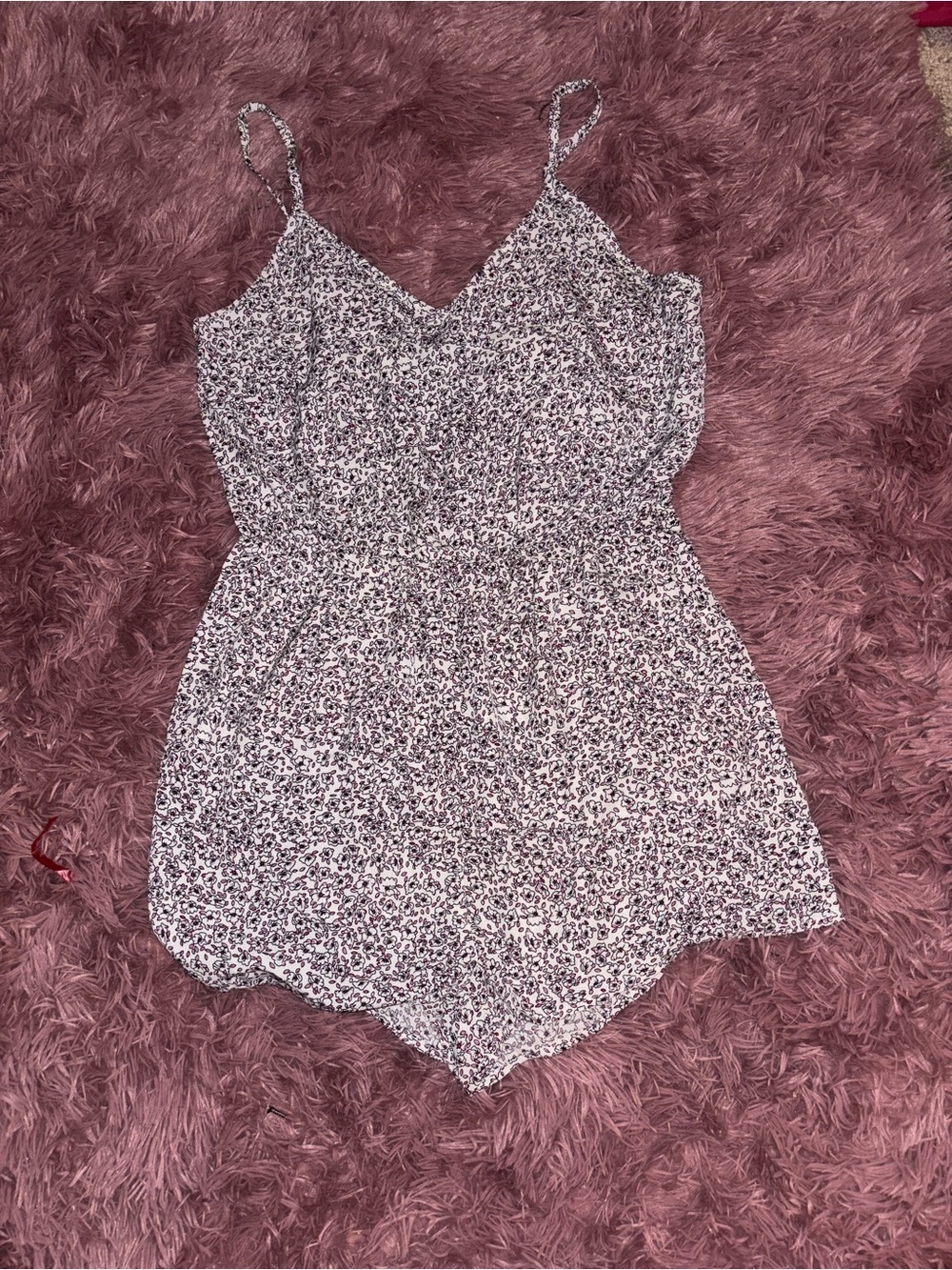 Floral Spaghetti Strap Romper in White and Black